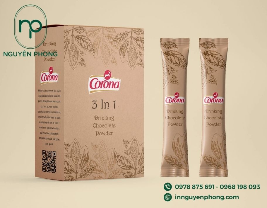 Mẫu hộp giấy đựng bột cacao kraft đơn giản 